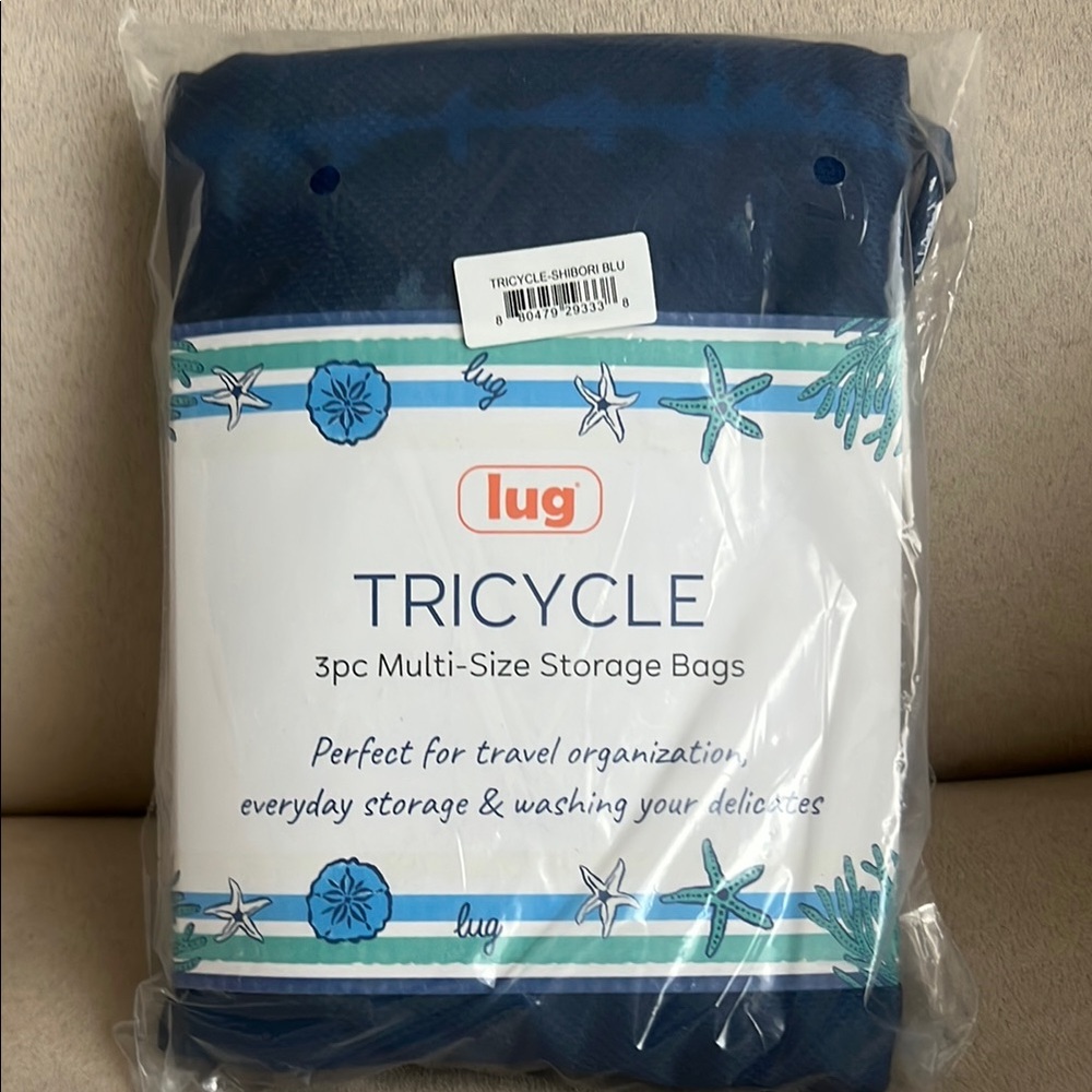 NWT Lug Tricycle Multi-Size Storage Bags in Shibori Blue